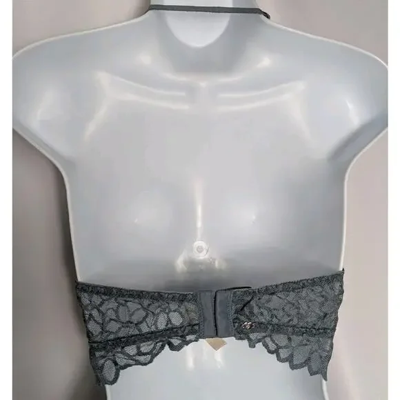Pink Victorias Secret Bralette Halter Lace Solid Gray Underwire Sz M Cup A-C - Picture 4 of 8